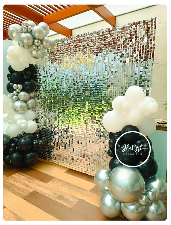 Decoraciones shimmer wall plateado